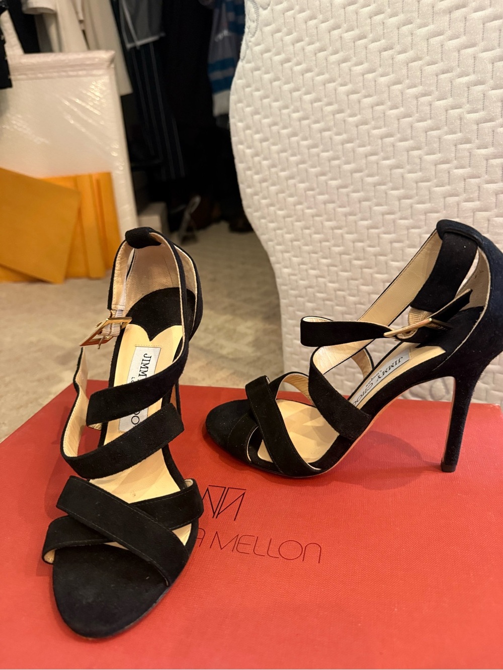 Jimmy Choo Black Suede Strappy Heeled Sandals - Picture 2 of 5